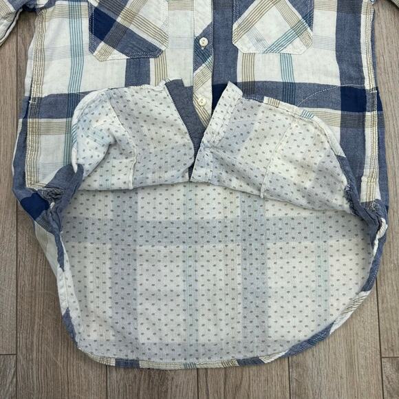 Dylan Ivory Plaid Frayed Hem Pocket Button Long Sleeve Sz S MSRP $120 - Picture 13 of 14